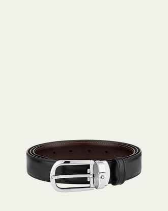 Montblanc Mens Horseshoe-Buckle Reversible Leather Belt