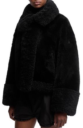 Moncler Gobain Mixed Media Genuine Shearling Jacket in Black at Nordstrom, Size 3