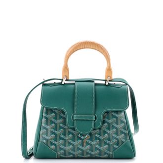 Goyard Structured Saigon Top Handle Bag Coated Canvas with Leather Mini