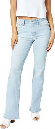 Judy Blue Mid Rise Slit Hem Bootcut Jeans In Light Wash