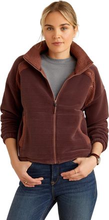 Ariat Womens Lafayette Full Zip Fleece Top Long Sleeve in Marron, Size X-Large, by Ariat