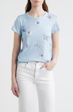 Rag & Bone Tammy Butterfly Pima Cotton T-Shirt in Light Blue at Nordstrom, Size X-Small