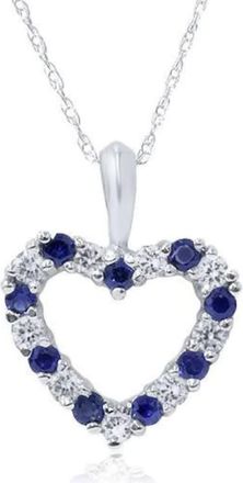 Pompeii3 1/2Ct Blue Sapphire & Diamond Heart Pendant in 14k White, Yellow, or Rose Gold