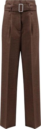Seafarer Brown Belted Virgin Wool Tailored Pants