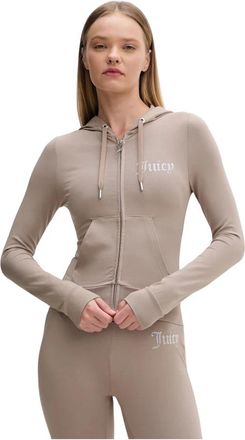 Juicy Couture Oola Hoodie - Dames - Vesten met rits - Bruin - L - Katoen - Hoodies & sweatvesten