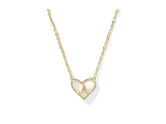 Kendra Scott Heart Letter M Short Pendant Womens Necklace Womens Necklace A, Brass/Gold-Plated