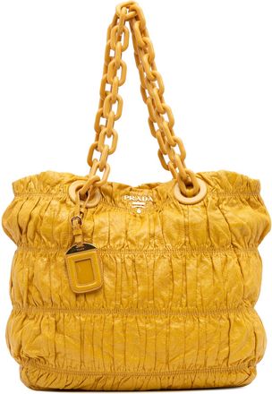 Prada Pre-owned Womens Leather Chain Handle Bag - Orange - One Size