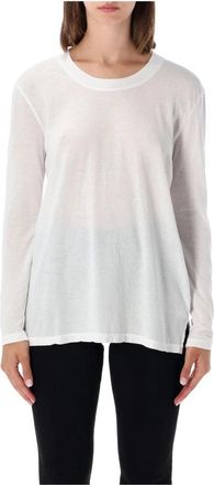 James Perse Clear Jersey Long Sleeve Tee - Dames - Longsleeves - Wit - S - Katoen - Tops