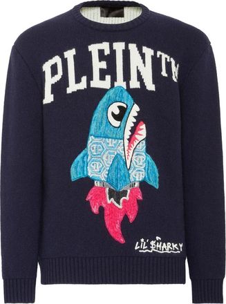 Philipp Plein Truien & Vesten, Heren, Blauw, 4Xl, Wol, Pullover Ronde Hals