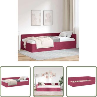 vidaXL Letto angolare - Cornice del letto ad angolo Rosso Vino 80 cm x 200 cm Velluto