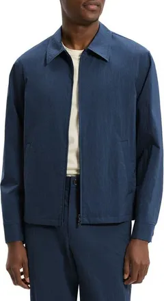 Theory City Crinkle Zip Jacket in Nocturne Navy at Nordstrom, Size Xx-Large