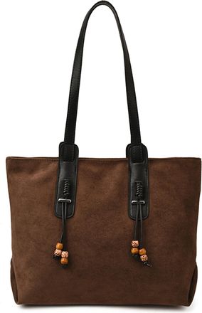 Generic Kexpery Vintage Faux Suede Handbag Large Capacity Retro Style Underarm Bag for Women Travel Work