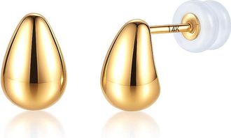 MAX + STONE 14K Yellow Gold Minimalistic Small Pebble Stud Earrings