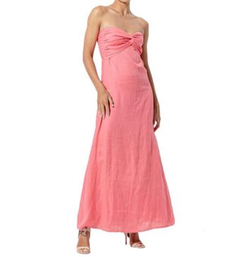 Lusana Melody Linen Maxi Dress In French Pink