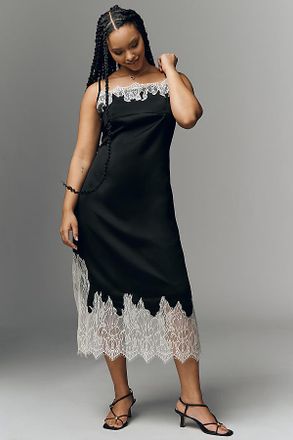 Bl^nk London Lace-Trim Midi Slip Dress