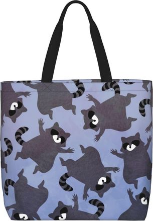 Generic Women Handbag Raccoons Pattern Women Beach Bag Folding Large Capacity Crossbody Bags, For Christmas, School, Holiday, Swim, Birthday