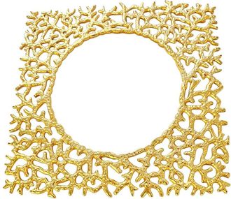 Godinger Set Of 2 Square Coral Chargers