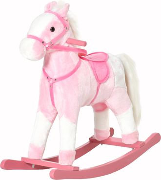 OEM Caballito Balanc&iacute;n De Felpa Suave Para Ni&ntilde;os De 3-6 A&ntilde;os Con Sonidos De Relincho 74x28x65 Cm Rosa