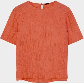 Joseph Brunet Crewneck Crinkled Habotai Silk Top