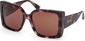 Max Mara Elegante Rechthoekige Zonnebril - Dames - Zonnebrillen - Bruin - 56 MM - Accessoires
