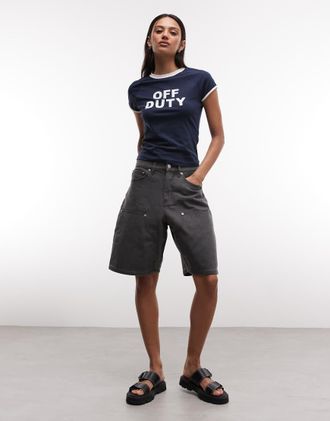 Obey Pantaloncini a trapezio a pannelli lavaggio grigio antracite
