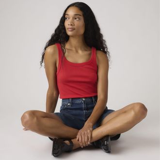 Levi's Essential Ribbed Tank Top - Womens - XS - Red