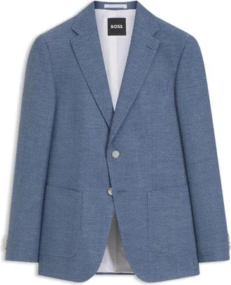 BOSS Slim-fit blazer in a patterned virgin wool blend