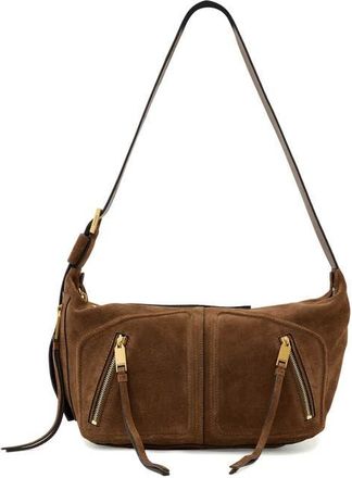 AllSaints Jean Rey Suede Shoulder Bag in Sugar Brown at Nordstrom