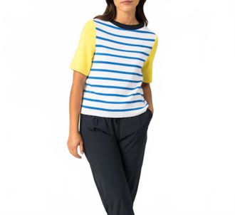 Saint James Valensol Striped Top In Royal Blue/white
