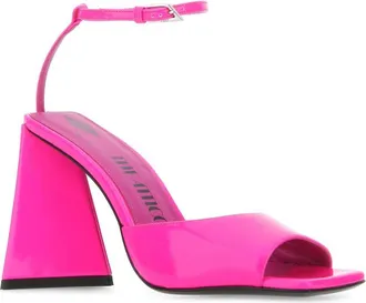 The Attico Leather Ankle-Strap Sandal Heel - Pink