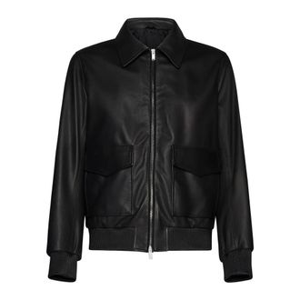 Lardini Zwart Lamsleer Glad Nerf Lederen Jas - Heren - Leren en Su&egrave;de Jassen - Zwart - L - Leer - Jassen