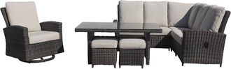 Courtyard Casual Cheshire 7 Pc Chow Dining Recline Sectional Set