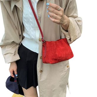 Generic Cymwer PU Crossbody Purse Drawstring Shoulder Bag Tote Handbag for Women Daily (Brown)