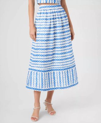 French Connection Structured Taffeta Skirt In True Blue