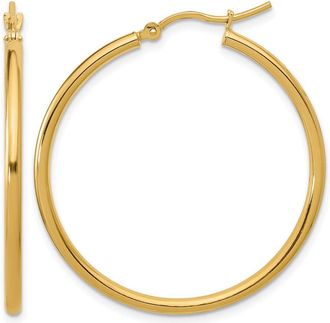 Diamond2Deal 10K Yellow Gold Round Hinged Hoop Earrings