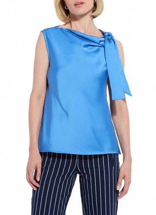 Lyss&eacute; Zulena Bow Tie Neck Top In Electric Blue
