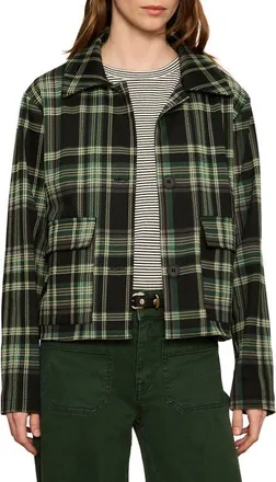 Sanctuary Avid Plaid Jacket in White/evergreen Plaid at Nordstrom, Size X-Large