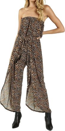 Honey Punch Born To Be Wild Leopard Jumpsuit In Brown Multi