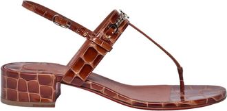 Christian Louboutin MJ Thong 25 Sandaal - Dames - Sandalen met hakken - Bruin - 36 EU - Leer - Schoenen