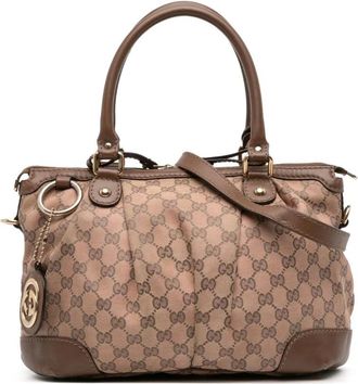 Gucci Pre-owned Tote Bags, female, Brown, Size: ONE SIZE Pre-owned Signature Patterned Satchel
