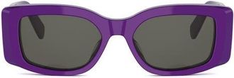 Celine Triomphe 53mm Rectangular Sunglasses in Shiny Violet /Smoke at Nordstrom