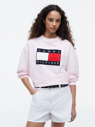 Tommy Hilfiger Womens Flag Logo Sweatshirt - Pink - XXS