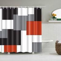 OEM Cortina De Ducha Con Estampado Geom&eacute;trico En Negro, Gris, Rojo Y Blanco Para La Decoraci&oacute;n Del Ba&ntilde;o, Cortina De Ducha De Poli&eacute;ster Impermeable Con 12 