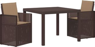 vidaXL Conjunto De Comedor De Jard&iacute;n 3 Uds. Marr&oacute;n Y Topo Pp Vidaxl