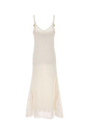 Bottega Veneta Womens White Lace Dress Chalk Abiti