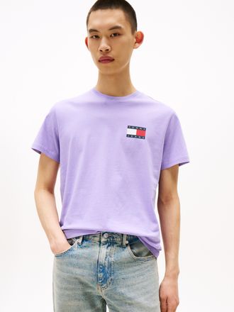 Tommy Jeans T-Shirt TOMMY JEANS TJM SLIM ESSENTIAL FLAG TEE EXT, Herren, Gr. XXL, lila (ophelia lila), Single Jersey, Obermaterial: 100% Baumwolle, slim fit norma
