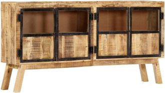 vidaXL Vidaxl - Aparador madera maciza mango en bruto marrón negro 160x30x80 cm