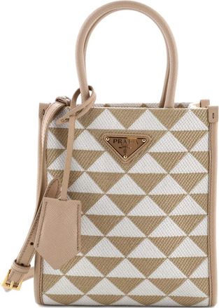 Prada Symbole Shopper Tote Jacquard Mini crossbody bag - Beige