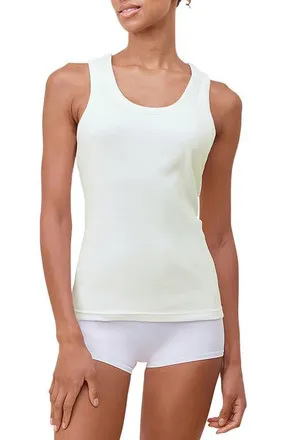 Papinelle Sleepwear Milla Stretch Cotton Rib Tank Top in Butter at Nordstrom, Size X-Small