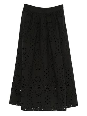 BA&SH Bela eyelet-embroidered midi skirt - Black